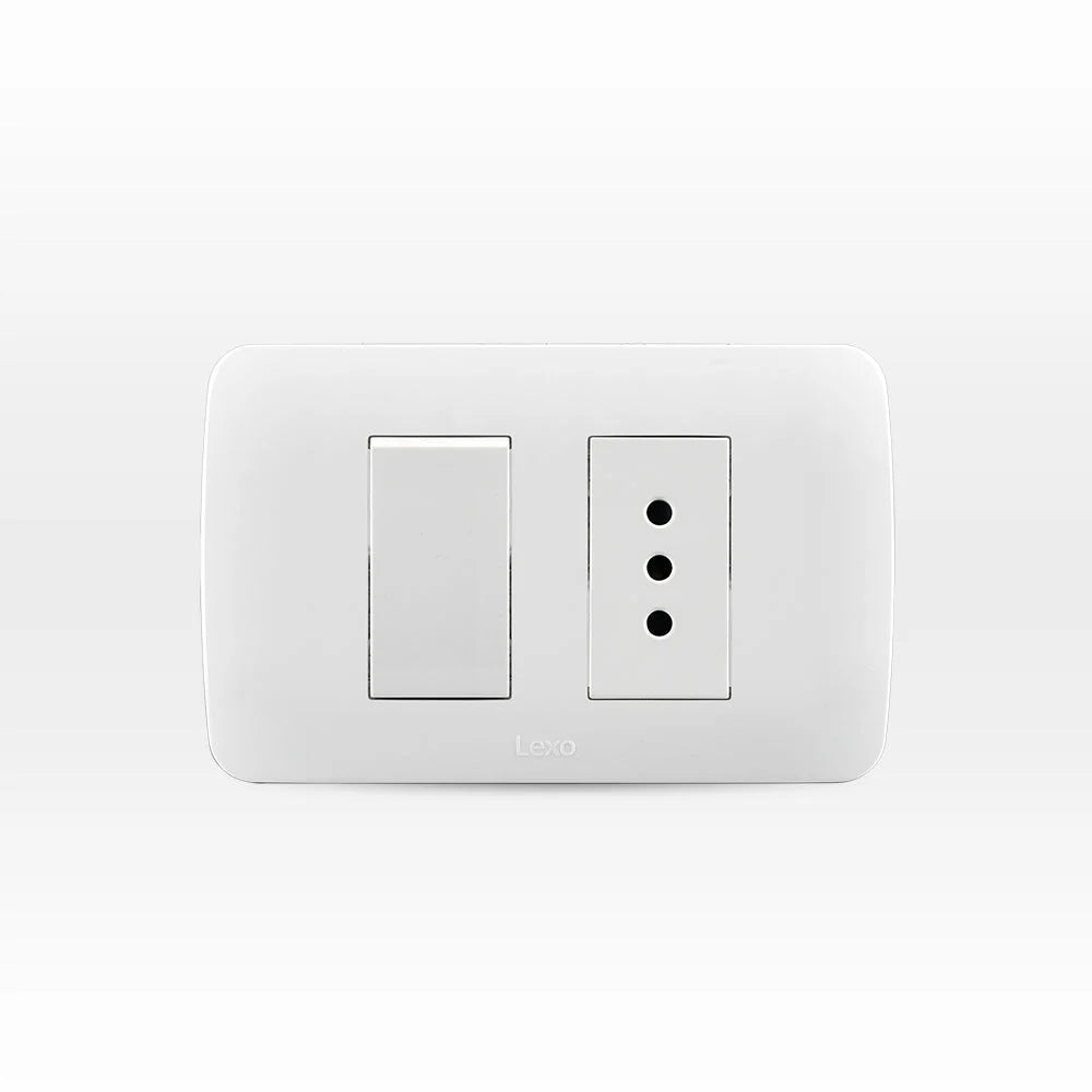 Interruptor Simple + Toma Corriente 9/12 10A 250V Blanco Armado