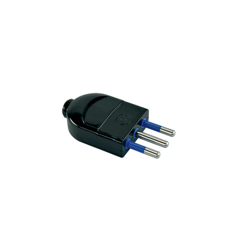 Enchufe Macho Volante 10A 2P+T Negro